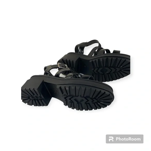 ASOS Hollis Huarache Y2K Chunky Fisherman Mid Heeled Strappy Sandals Black W9 - Picture 3 of 7